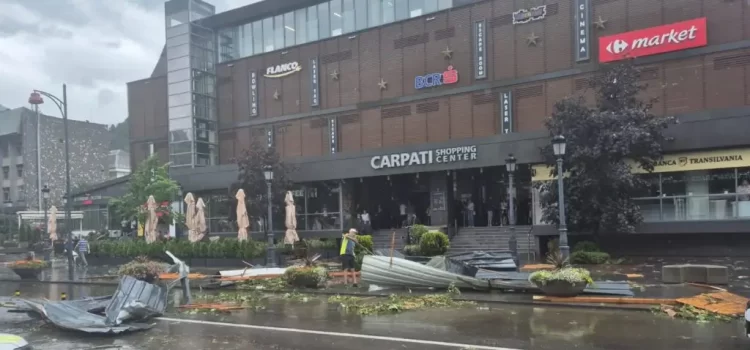 Furtună puternică în Sinaia: DN1 blocat și traficul feroviar suspendat după ce mai mulți copaci au căzut pe șosea 5 sinaia