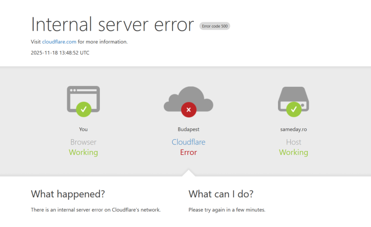 Cloudfare a Cazut La Nivel Global - Sameday si Decathlon Afectate 1 cloudfare